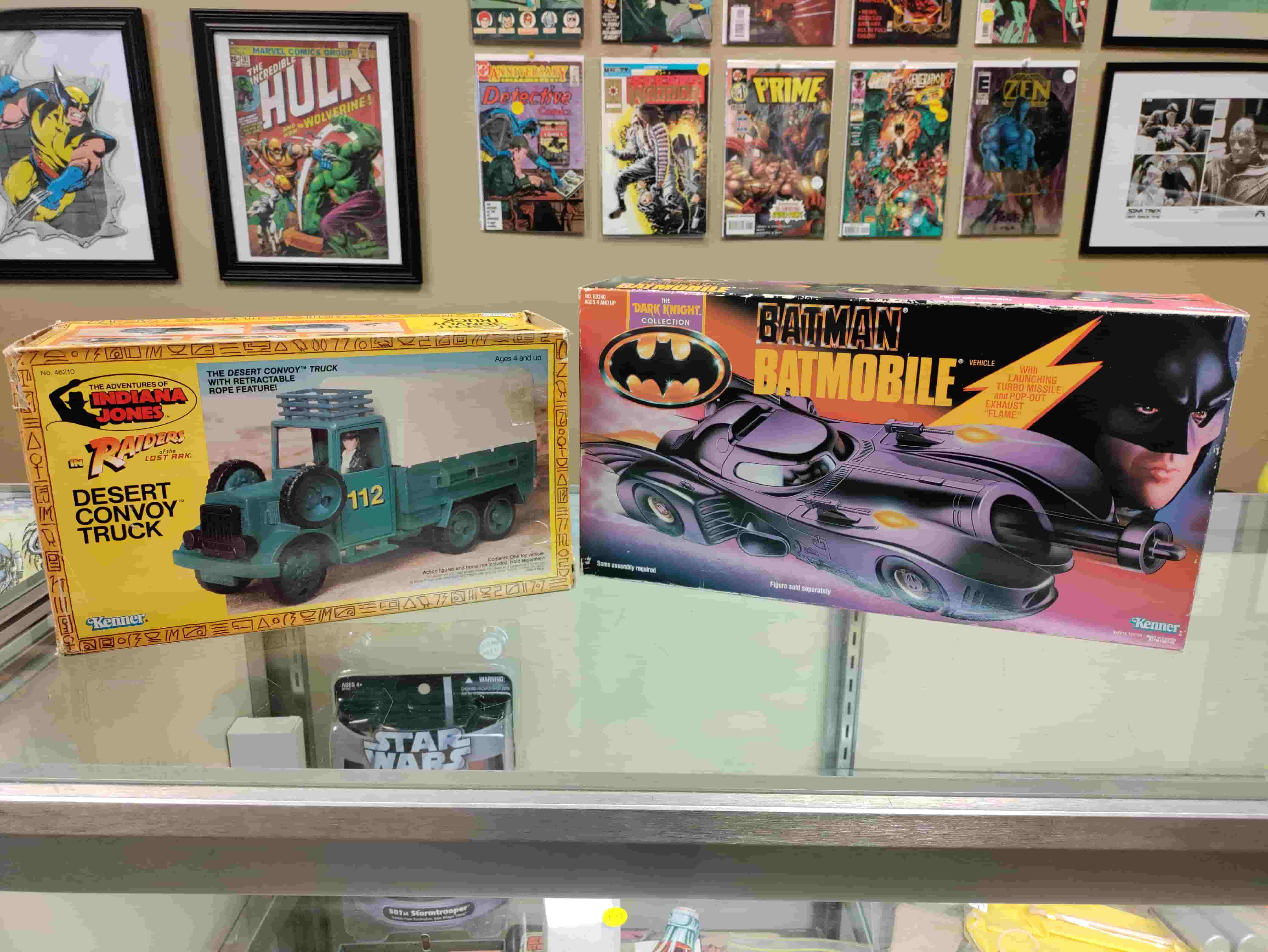 Collectible Batmobile and Indiana Jones truck