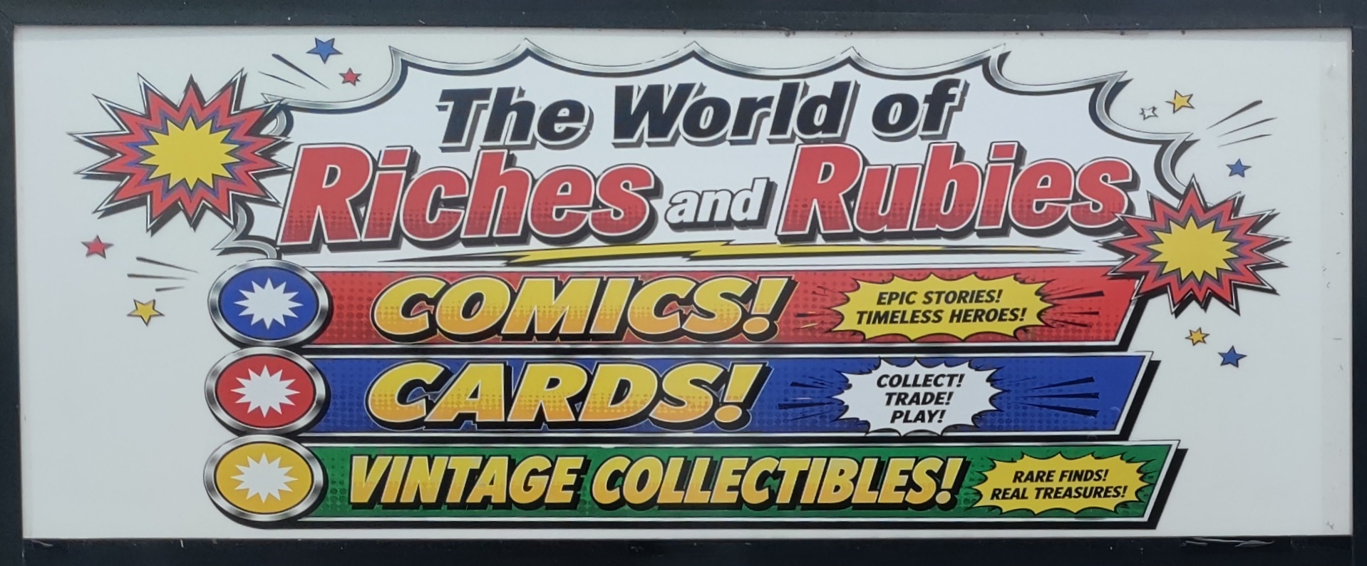 World of Riches and Rubies store sign